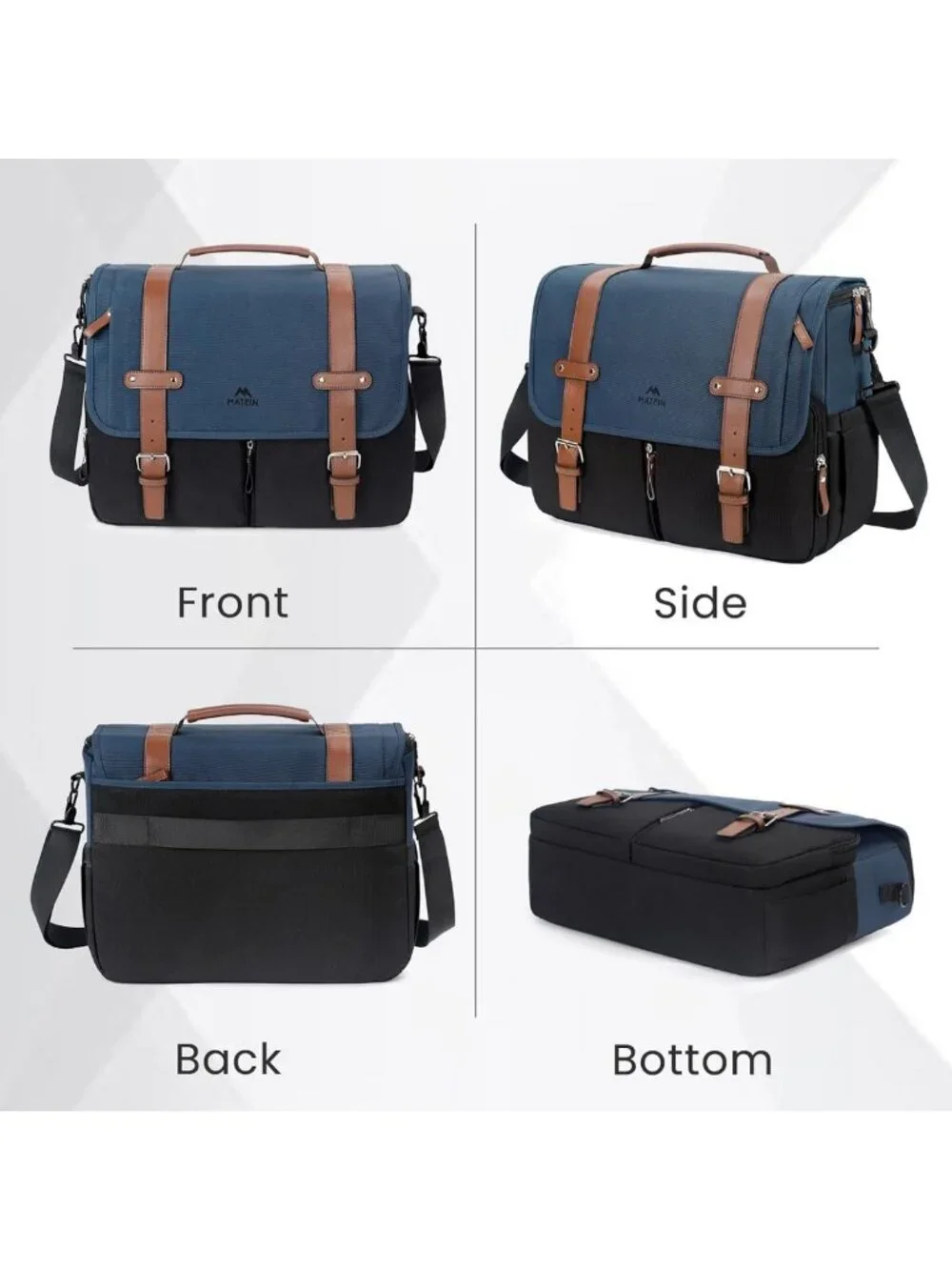 Stylish Water-Resistant Laptop Messenger Bag with USB Port | 15.6